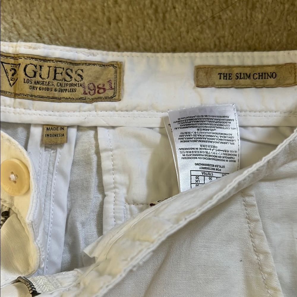Guess White Slim Chino Pants